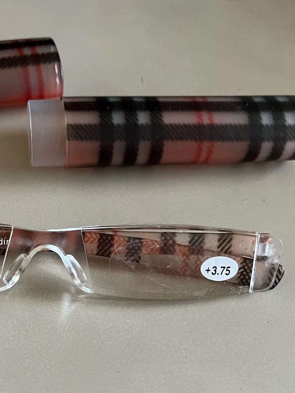 Plaid Reading Glasses - Pink/Brown Plaid
